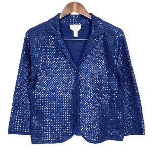 Vintage Talbots Allover Sequin Cardigan Sweater Women’s Size M Petite Silk Blend